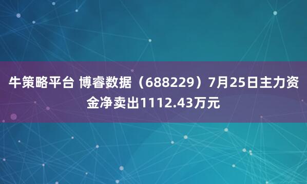 牛策略平台 博睿数据（688229）7月25日主力资金净卖出1112.43万元