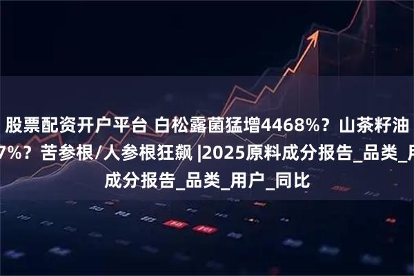 股票配资开户平台 白松露菌猛增4468%?山茶籽油暴涨5257%?苦参根/人参根狂飙 |2025原料成分报告_品类_用户_同比