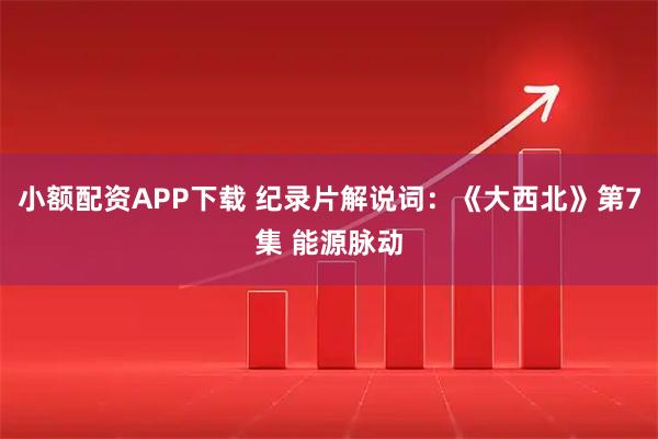小额配资APP下载 纪录片解说词：《大西北》第7集 能源脉动