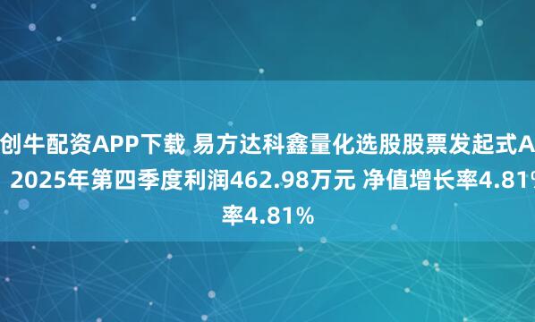 创牛配资APP下载 易方达科鑫量化选股股票发起式A：2025年第四季度利润462.98万元 净值增长率4.81%
