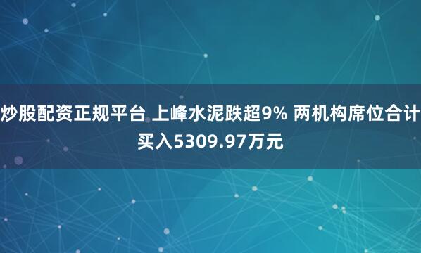 炒股配资正规平台 上峰水泥跌超9% 两机构席位合计买入5309.97万元